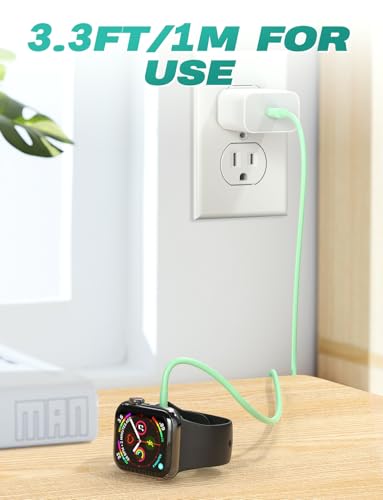 Image of 2Pack USB C for Watch Charger Magnetic Charger Wireless Portable Compatible with Watch Ultra2 Ultra Series 10 /9 /8 /7 /6 /SE /SE2 /5 /4 /3 /2 /1-[1m /Green]