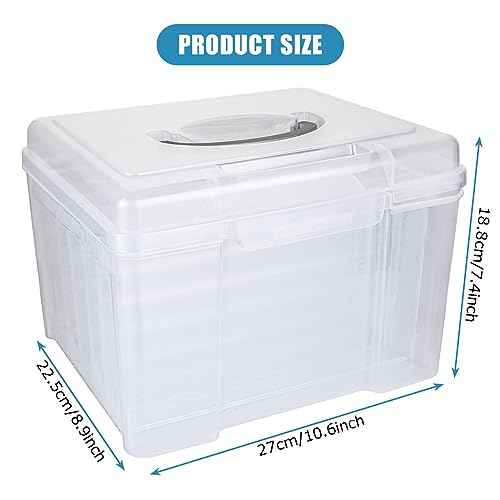 Image of ABuff Greeting Card Storage & Organizer Box with 6 Adjustable Dividers, Clear Plastic Photo Storage Box Card Organizer Box for Photos, Envelopes, Scrapbook, Stickers