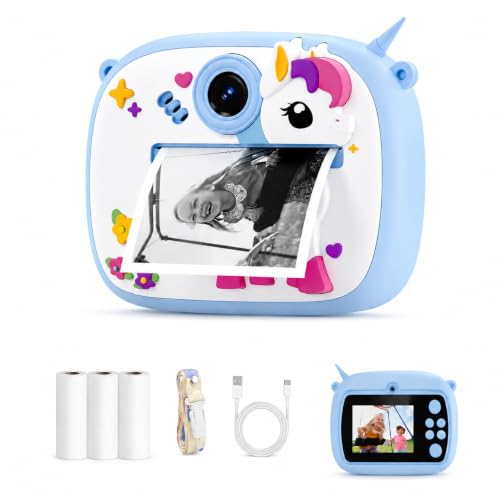Image of Instant Print Camera 48MP | Photo & Video, Creative Game for Kids Mini LED Digital 1080P HD Display | Long Lasting Battery Life, Ideal Gift for Birthday, Boys & Girls (3 Rolls)