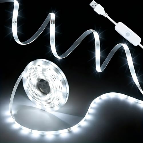 Tira de LED flexible USB 2m blanca fría con interruptor miniatura 1