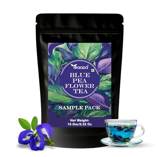 Image of TEAAZA Blue butterfly Pea Flower tea For Weight loss,belly fat,skin & acne|Caffeine Free Herbal Tea|100% Organic Blue Pea Tea|Plant Based|ANTIOXIDANT RICH|10 Grams|20 Cups|Non - GmO - Vegan