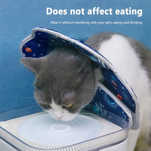 Xiuyer Halskrause Hund, Halskrause Katze, Hunde Halskrause, für Kleine Hunde und Erwachsene Katzen, Leckschutz nach Op Hund, Beeinträchtigt Nicht das Trinken und Essen(Blau L)