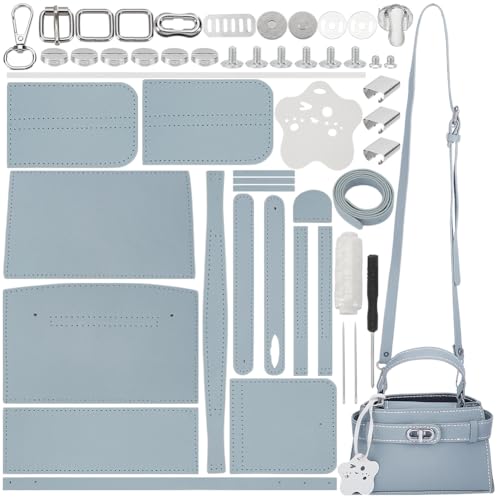 WADORN Kits de Fabrication de Sacs Seau Faits à la Main Kit de Fabrication de Sac à Main en Similicuir pour Femme 20x7x12cm Bleu