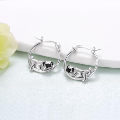 S925 Sterling Silver Dog Hoop Earrings Cute Dog Jewelry Gifts for Women