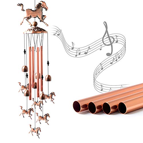 Horse Wind Chimes-Melodic Cardinal Wind Chime with 6 Beautiful Birds, Rich Sounding Outdoor Wind Chimes for Garden, Patio, Housewarming Present for Family & Friends