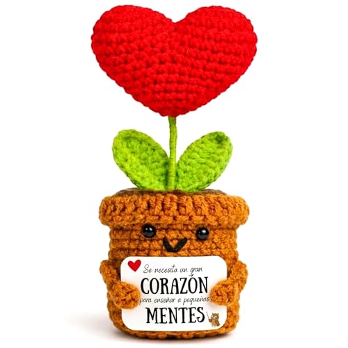 Presente professor / professor – Coração de crochê 'É necessário um grande coração para ensinar pequenas mentes' – presente professor final de curso, professor infantil – detalhe original para