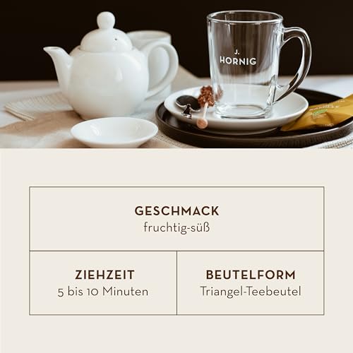 J. Hornig Bio Rotbuschtee Vanille, Rooibos-Tee im Premium Pyramidenteebeutel, aromatisierter Rooibuschtee mit Vanille, bio-zertifiziert, 25 biolgisch abbaubare Teebeutel