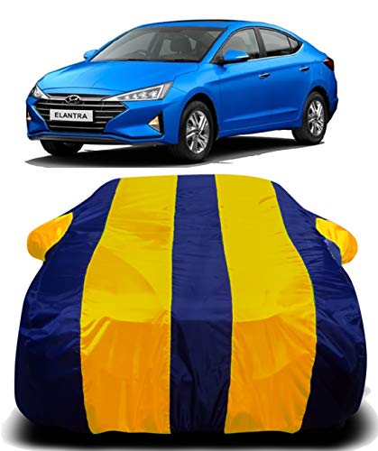 Image of Waterproof Car Cover with Ultra Surface Body Protection (Yellow Stripes) (Hyundai Elantra 2019 New)