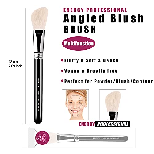 Energy Blush Brush Angled Contour Brush Professional Blush Brush For Face Makeup Vegan Synthetic Bristles Perfect For Powder Highlighter Blush Bronzer Cosmetics Contouring Blending,Buffing F40 #TOP1