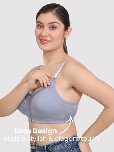 Image of GLAMORAS Women Cotton Spandex Non Padded & Non Wired Minimizer Everyday Bra| Structured for Bounce Control with Full Coverage & Broad Side Wings Prevents Side Spillage