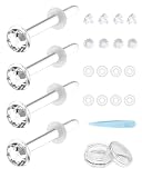 [Tiszink] ガラスピアス 透明 ジルコニア【4本ピアス+16個キャッチ】強化ガラス レディース 14G 18G 20G 軟骨 ボディー つけっぱなし ピアッサー 金属アレルギー対応 肌になじむ へそ キャッチ 両耳用