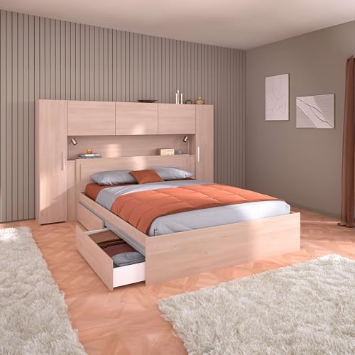Pack Muebles de Dormitorio Matrimonio Estilo Industrial Moderno Baltic Color Roble Brooklyn