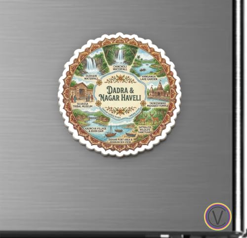 Image of Dadra & Nagar Haveli Textured Finish Acrylic Fridge Magnet - UV Texture Printed, Stylish Multicolor Magnet for Fridge, Wardrobe & Metal Surfaces, Pack of 1 (Dadra & Nagar Haveli)