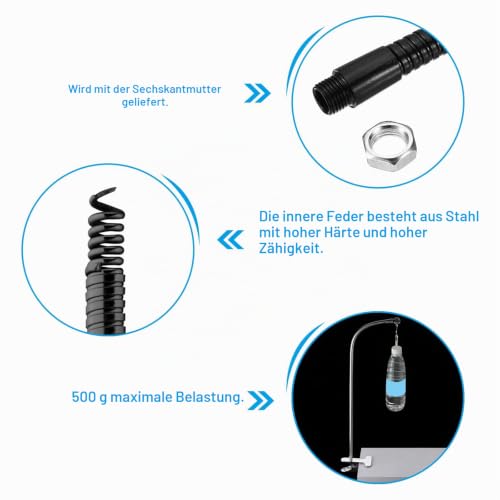 PATIKIL 11,8'' Schwanenhals-Schlauch, 2 Stück M10 Feingewinde Biegsamer Metallschlauch Flexibler Arm Weiche Röhre Verlängerung für Lampe, DIY-Ausrüstung, Schwarz