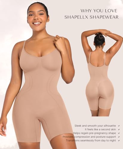 Image of SHAPELLX Shapewear Tummy Control Seamless Bodysuit Waist Trainer Mid Thigh Slim Butt Lift Body Shaper