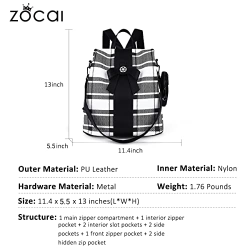 Image of ZOCAI Backpack Purse for Women Fashion Backpack Purses PU Leather Daypacks Anti-Theft Shoulder Bag Satchel Purse