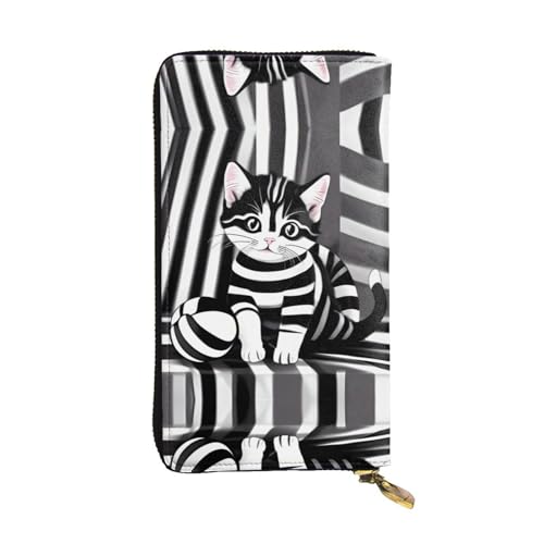 Porte-cartes et pochette longue portefeuille zippé à rayures pour femme et homme