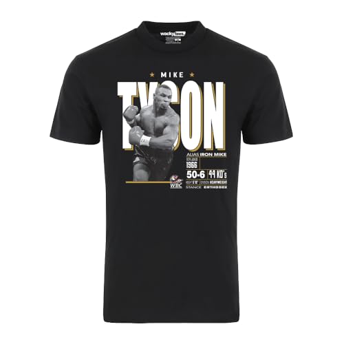 Mike Tyson Tale of The Tape Stats Boxing Champion Graphic Tee Shirt (US Alpha Large Regular Regular Black)