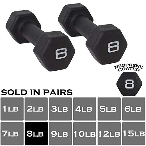 WF Athletic Supply Black Neoprene Dumbbell Set, Non-Slip, Hex Shape, Free Weights Set