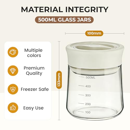 MOODTALK Overnight Oats Containers with Lids 2026 Upgrade - 17oz Glass Mason Jars- Anti-Slip Design Borosilicate Glass Storage Tank - Moisture-Proof Oat Snack Can — view 2