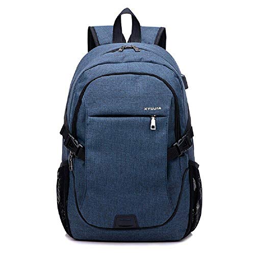 MY HOPE Laptop Backpack Men's Anti-Theft USB Charging Journey Notebook School Bag, Blue