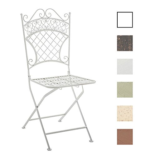 CLP Eisen-Klappstuhl ADELAR Design I Klappbarer Gartenstuhl mit edlen Verzierungen I erhältlich Weiß
