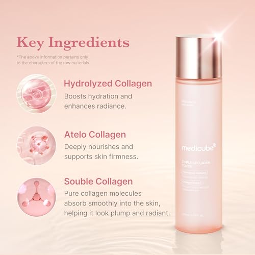 Medicube Triple Collagen Toner - Hydrolyzed, Atelo, & Soluble Collagen for Deep Hydration & Plump Skin - Fast-Absorbing Formula for All-Day Suppleness, Korean Skincare (4.73 fl.oz.) - Image 4