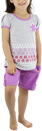 Image of ToBeInStyle Girl's Two Piece Summer Set Cute Tee Top and Matching Shorts Adorable Outfit