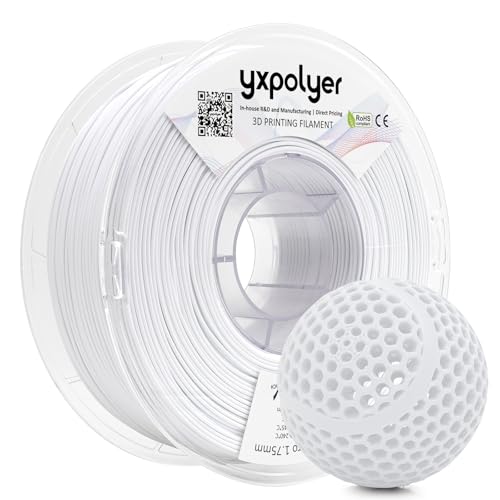 Image of YXPOLYER Flexible PLA Filament White Flex PLA Pro 1.75mm 1kg Soft PLA 92A 3D Printer Filament for Bouncy Airless Basketball and Food Safe Food-Grade Stretchy Dog Toy