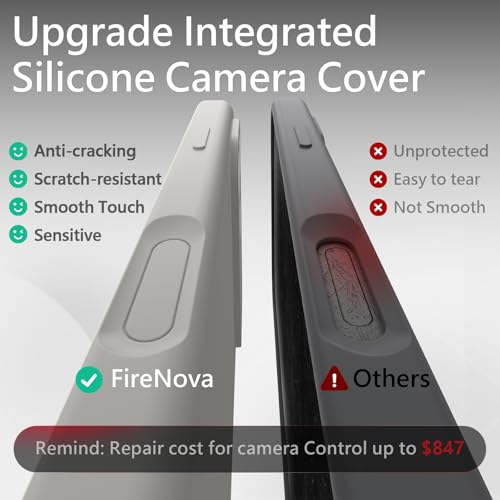 Image of FireNova Magnetic for iPhone 17 Pro Case, Compatible with MagSafe, [Integrated Silicone Camera Control Button] [Camera Protection] Anti-Scratch Microfiber Lining Phone Case, 6.3 inch, Natural Titanium