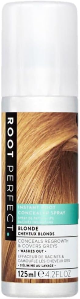 ROOT PERFECT Root Touch Up Spray – Blonde 125ml, Instant Root Concealer for Grey Coverage, Temporary Hair Colour Spray, Quick-Dry, Hair Disguise Solution