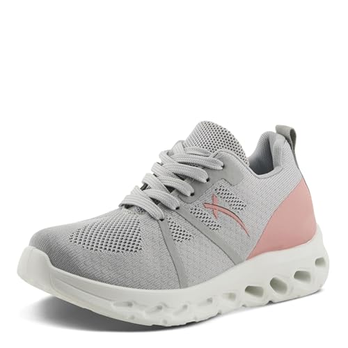 Flexus Women's Rushing Lace-Up Athletic Sneakers – Breathable Design, Shock-Absorbent Outsole, Arch Support