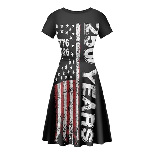 Image of AFPANQZ Womens Casual Summer Lightweight Vintage Dress Short Sleeve Midi Dress Knee-Long Luxury Formal Dress
