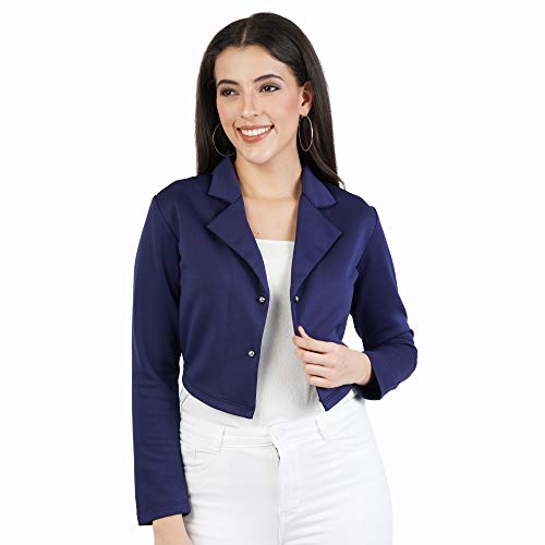 AOL Women's Regular Fit Open Neck Cropped Blazer