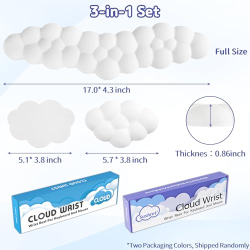 Sushret Cloud Wrist Rest Keyboard and Mouse Set, PU Leather Memory Foam Wrist Support Keyboard, Cute Cloud Arm Rest Pad & Palm Cushion, PC/Gaming Desk Accessory for Office, Computer Setup, White - Image 7