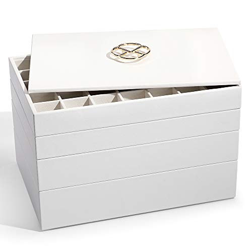 Vlando Jewelry Tray Jewelry Organizer for Drawer Jewelry Organizer Tray Jewelry Drawer Organizer Stackable Jewelry Organizer Trays Drawer Jewelry Organizer-White