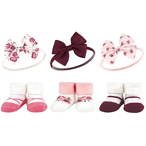 Image of Hudson Baby Girl's Headband and Socks Giftset