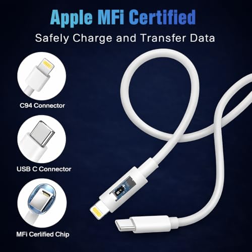 Image of iPhone 20W Original Charger with 3.3 Ft Lightning Braided Cable [2Year Warranty] for iPhone 14 /14Plus /14Pro /14 Pro max /13 /13Pro /13Pro max /12 /12Pro /12mini /11 /X /Xr Series |MFi-Certified (Adapter+Cable)