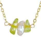 Birthstone Necklace for Women, August Virgo Perido Choker Necklaces for Girls with 14K Gold Plated C