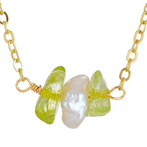 Birthstone Necklace For Women, August Virgo Perido Choker Necklaces For Girls With 14K Gold Plated Chain, Green Crystal Necklace For Valentine Gift #TOP19