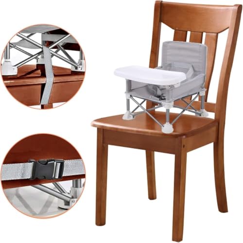 Image of Portable Baby Foldable High Chair with Detachable Feeding Tray, Kids Dining Booster Seat with Safety Belt, Lightweight Foldable Infant Feeding Chair for Home, Dining & Travel