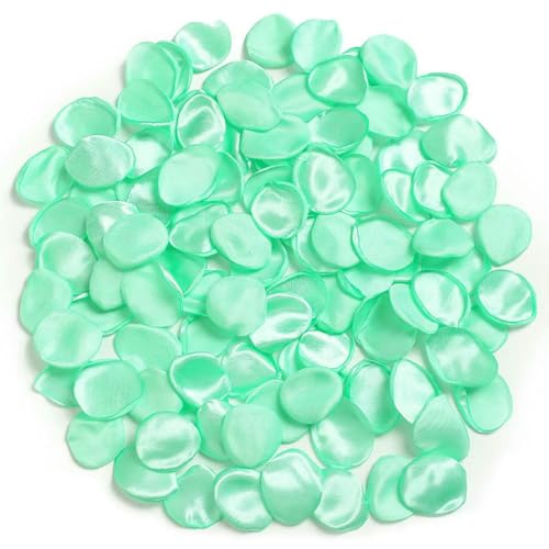 Pétalos de rosa artificiales de seda verde claro decorativos para banquetes y bodas 2
