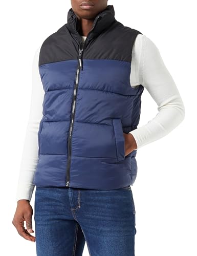 Jack & Jones Jjetoby Bodywarmer Collar Sn Chaleco, Navy Blazer/Detail:Black Blocking, L Hombre