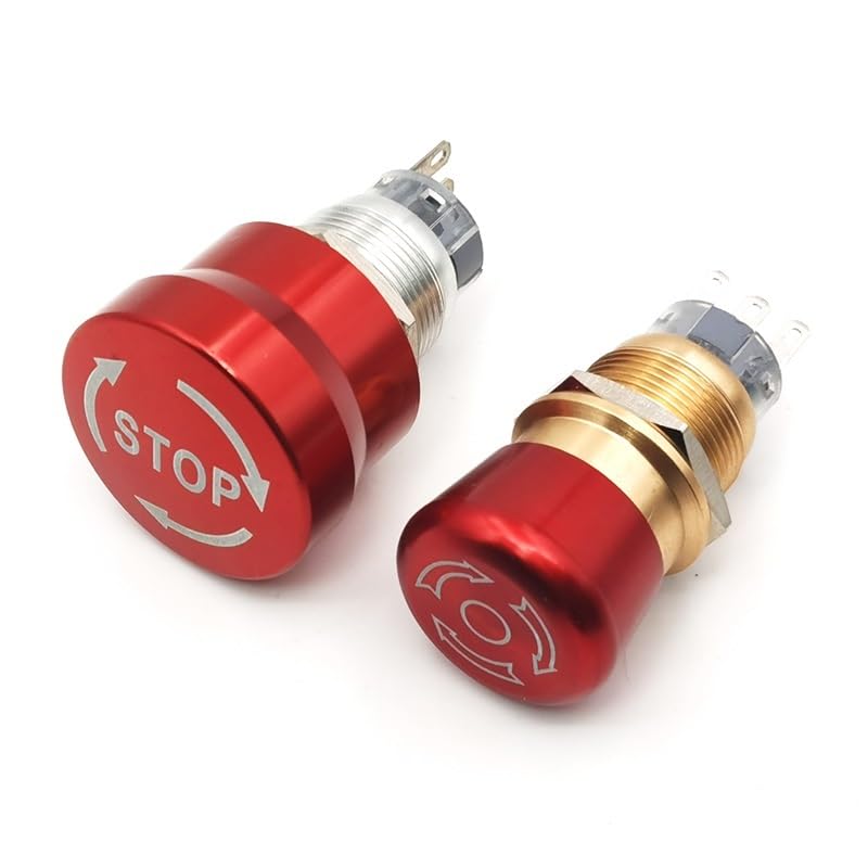 Rotation Stop Button Metal Emergency Switch Brake 16/19/22mm with Plug-in Base 1Pcs(16MM Type E,1NO1NC)