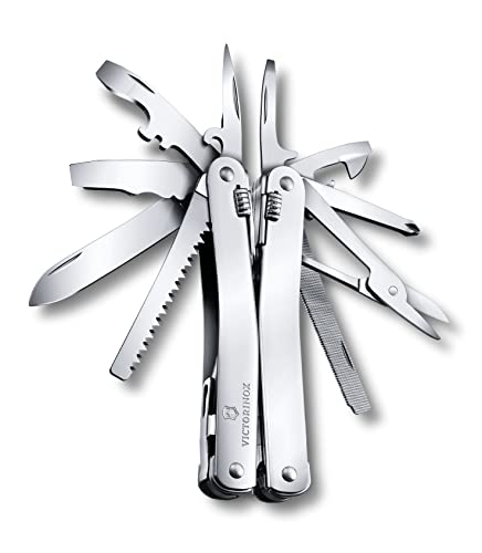 Victorinox Swiss Tool Spirit X Swiss Army Pocket Knife, Large, Multi Tool, 24 Functions, Locking Blade, Case, Silver #TOP2