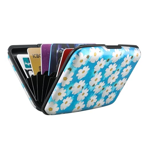 Image of ELFISH RFID Blocking Credit Cards Holder Aluminum Wallet Metal ID Case for Men Women, Blooms, Casual Elegant
