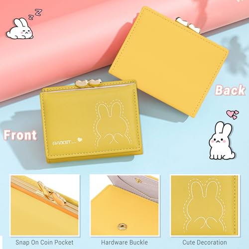 YINHEXI Wallet Women, Cute Small Tri-fold with RFID Blocking Wallet for Women and Girls, Small Wallets Woman with Card Holders (Yellow)4