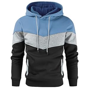 Gesean Men’s Novelty Color Block Pullover Fleece Hoodie Long Sleeve Casual Sweatshirt with Pocket