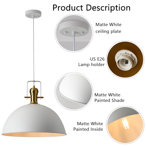 Image of 18 Inch White Farmhouse Pendant Lights