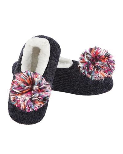 MeMoi Women's Plush Pom-Pom Chenille Slippers